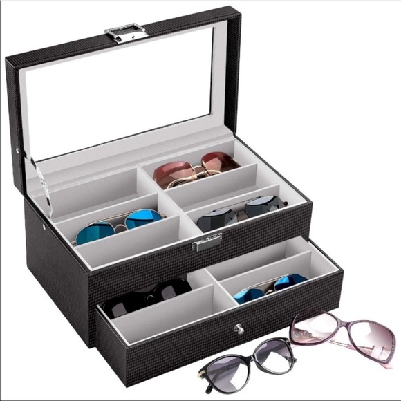 Carbon Fiber Sunglasses Organizer 12 Compartments